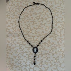 $10 Friday 1928 Elegant Black Cameo Necklace copper color necklace